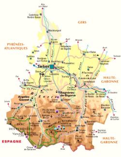 Carte département hautes Pyrénées tourisme relief