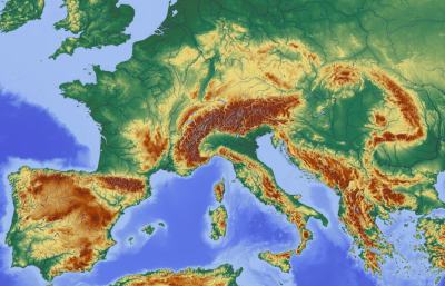 carte satellite Alpes du Nord